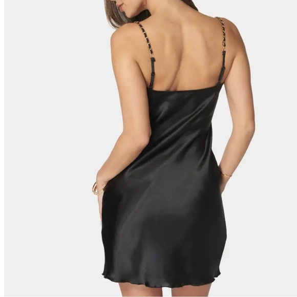 Bebe solid satin black cowl neck mini dress size extra large - Picture 2 of 9